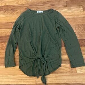 Pinc Girls Green Tie Front Long Sleeve Shirt Size L